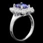 4.50 Carats NATURAL TANZANITE and DIAMOND 14K Solid White Gold Ring
