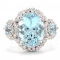 6.90Ct Natural Aquamarine & Diamond 14K Solid White Gold Ring