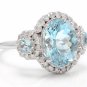 6.90Ct Natural Aquamarine & Diamond 14K Solid White Gold Ring