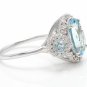 6.90Ct Natural Aquamarine & Diamond 14K Solid White Gold Ring