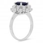 3.30Ct Natural Blue Sapphire & Diamond 14K White Solid Gold Ring
