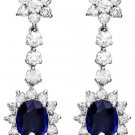 5.50Ct Natural Sapphire and Diamond 14K Solid White Gold Earrings