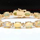 20.00Ct Natural Ethiopian Opal and Diamond 14K Solid Yellow Gold Bracelet