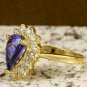 2.65 Carats NATURAL TANZANITE and DIAMOND 14K Solid Yellow Gold Ring