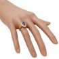2.65 Carats NATURAL TANZANITE and DIAMOND 14K Solid Yellow Gold Ring