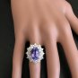7.30 Carats NATURAL TANZANITE and DIAMOND 14K Solid White Gold Ring