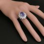 7.30 Carats NATURAL TANZANITE and DIAMOND 14K Solid White Gold Ring