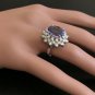 7.30 Carats NATURAL TANZANITE and DIAMOND 14K Solid White Gold Ring