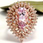 4.60 Carats Natural Morganite and Diamond 14K Solid Rose Gold Ring