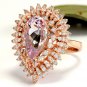 4.60 Carats Natural Morganite and Diamond 14K Solid Rose Gold Ring