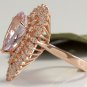 4.60 Carats Natural Morganite and Diamond 14K Solid Rose Gold Ring