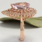 4.60 Carats Natural Morganite and Diamond 14K Solid Rose Gold Ring