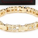 HEAVY Estate 3.35Ct Natural VS Diamond 14K Solid Yellow Gold Men's Bracelet