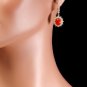 5.60Ct Natural Coral and Diamond 14K Solid Yellow Gold Earrings