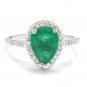 2.20Ct Natural Emerald & Diamond 14K Solid White Gold Ring