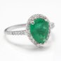 2.20Ct Natural Emerald & Diamond 14K Solid White Gold Ring