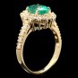 2.50Ct Natural Emerald & Diamond 14K Solid Yellow Gold Ring