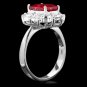 4.10 Carats Natural Red Ruby and Diamond 14K Solid White Gold Ring