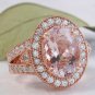 7.50 Carats Natural Morganite and Diamond 14K Solid Rose Gold Ring