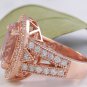7.50 Carats Natural Morganite and Diamond 14K Solid Rose Gold Ring