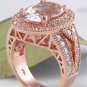 7.50 Carats Natural Morganite and Diamond 14K Solid Rose Gold Ring