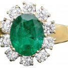 4.60Ct Natural Emerald & Diamond 14K Solid Yellow Gold Ring