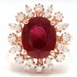 7.90 Carats Red Ruby and Natural Diamond 14K Solid Rose Gold Ring