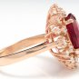 7.90 Carats Red Ruby and Natural Diamond 14K Solid Rose Gold Ring