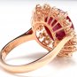 7.90 Carats Red Ruby and Natural Diamond 14K Solid Rose Gold Ring