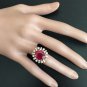 7.90 Carats Red Ruby and Natural Diamond 14K Solid Rose Gold Ring