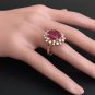 7.90 Carats Red Ruby and Natural Diamond 14K Solid Rose Gold Ring
