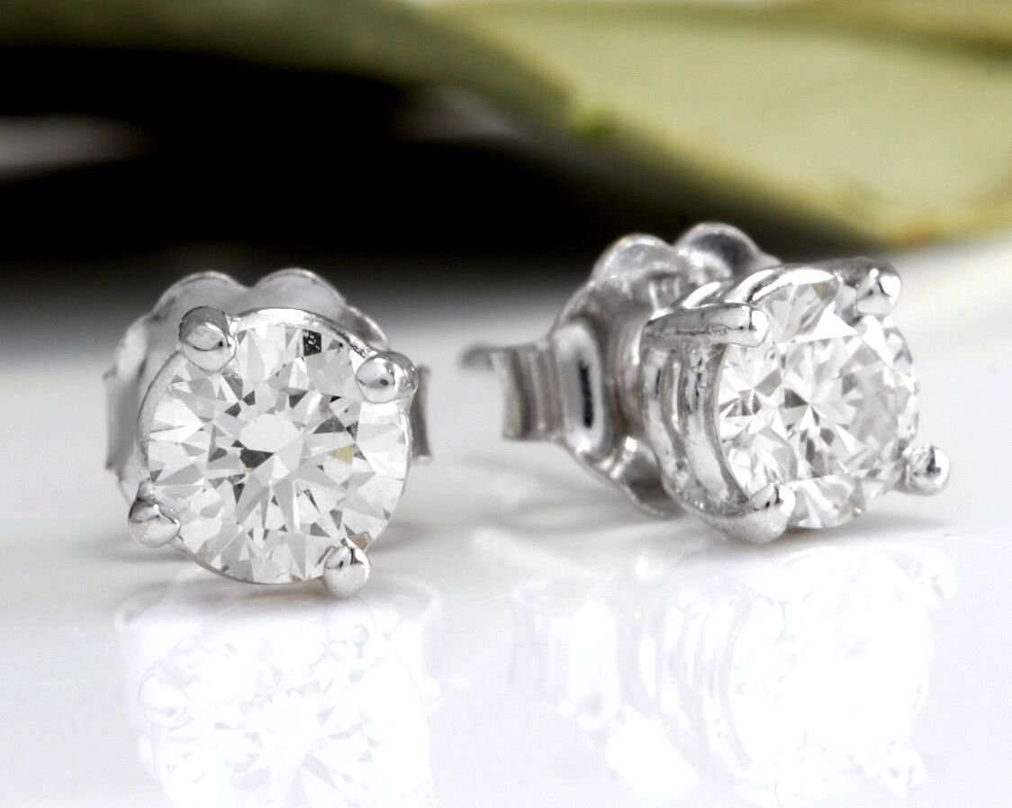 .50Ct Natural VS2-SI1 Diamond 14k Solid White Gold Stud Earrings