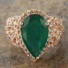 7.00Ct Natural Emerald & Diamond 14K Solid Rose Gold Ring