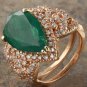 7.00Ct Natural Emerald & Diamond 14K Solid Rose Gold Ring