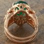 7.00Ct Natural Emerald & Diamond 14K Solid Rose Gold Ring