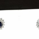 9.47Ct Natural Sapphire and Diamond 14K Solid White Gold Earrings