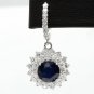 9.47Ct Natural Sapphire and Diamond 14K Solid White Gold Earrings