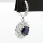 9.47Ct Natural Sapphire and Diamond 14K Solid White Gold Earrings