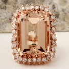 27.25 Carats Natural Morganite and Diamond 14K Solid Rose Gold Ring