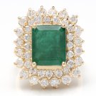 8.60Ct Natural Emerald & Diamond 14K Solid Yellow Gold Ring