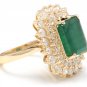 8.60Ct Natural Emerald & Diamond 14K Solid Yellow Gold Ring