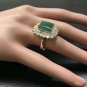 8.60Ct Natural Emerald & Diamond 14K Solid Yellow Gold Ring