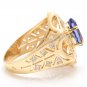 5.35Ct Natural Tanzanite and Diamond 14K Solid Yellow Gold Men's Ring