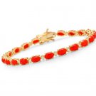 11.50Ct Natural Coral and Diamond 14K Solid Yellow Gold Bracelet