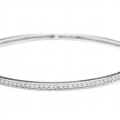 0.75 Carat Natural Diamond 14K Solid White Gold Bangle Bracelet
