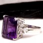8.35 Carats Natural Amethyst and Diamond 14K Solid White Gold Ring