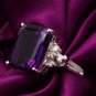 8.35 Carats Natural Amethyst and Diamond 14K Solid White Gold Ring