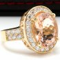 6.91Carats Natural Morganite and Diamond 14K Solid Yellow Gold Ring