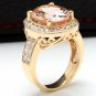 6.91Carats Natural Morganite and Diamond 14K Solid Yellow Gold Ring