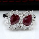 2.80 Carats NATURAL RUBY and DIAMOND 14K Solid White Gold Ring